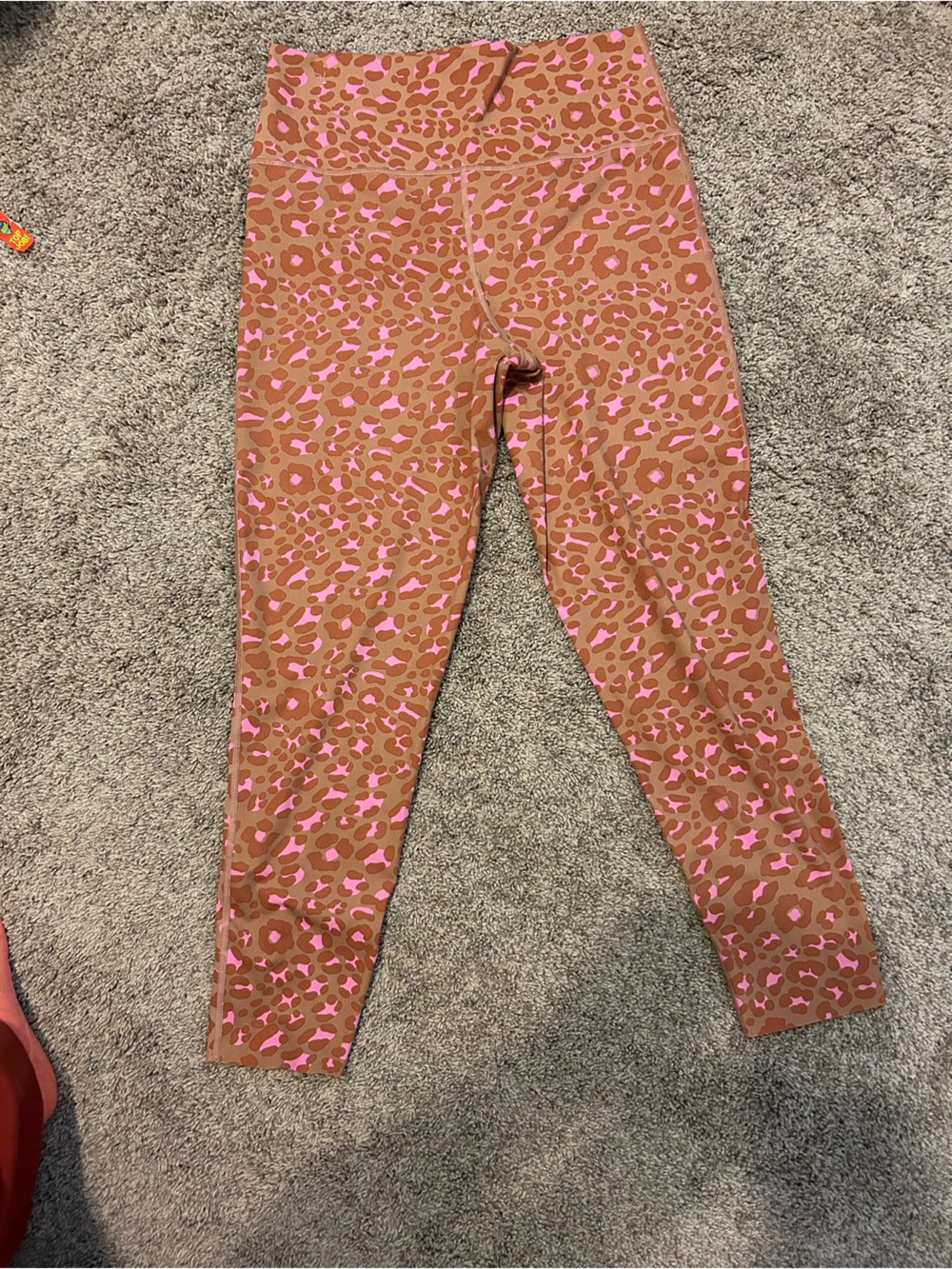 Leopard print leggings- hot pink and tan